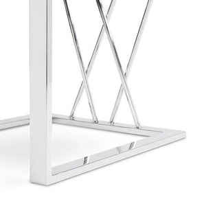 Luxury White PU Leather Dining Chair with Chrome Metal Base