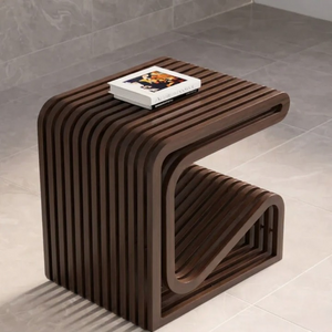 RegalNest C-Shaped Solid Wood Side Table - Furely