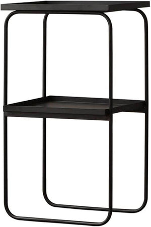 Modern Black Iron Side Table – Minimalist 2-Tier Accent Stand - furely