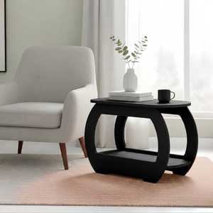 UrbanMajesty Design Solid Wood Side Table with Storage Shelf - Furely