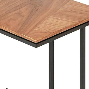 Industrial C-Shaped Laptop Table – Customizable Metal Frame Side Table for Sofa & Bed