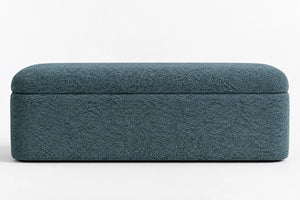 Blue storage ottoman front