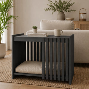 Luxury solid wood pet house side table with soft pet cushion and contemporary furniture design
