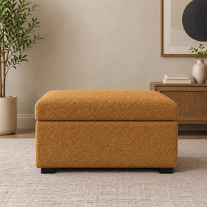 Mustard yellow storage ottoman front view