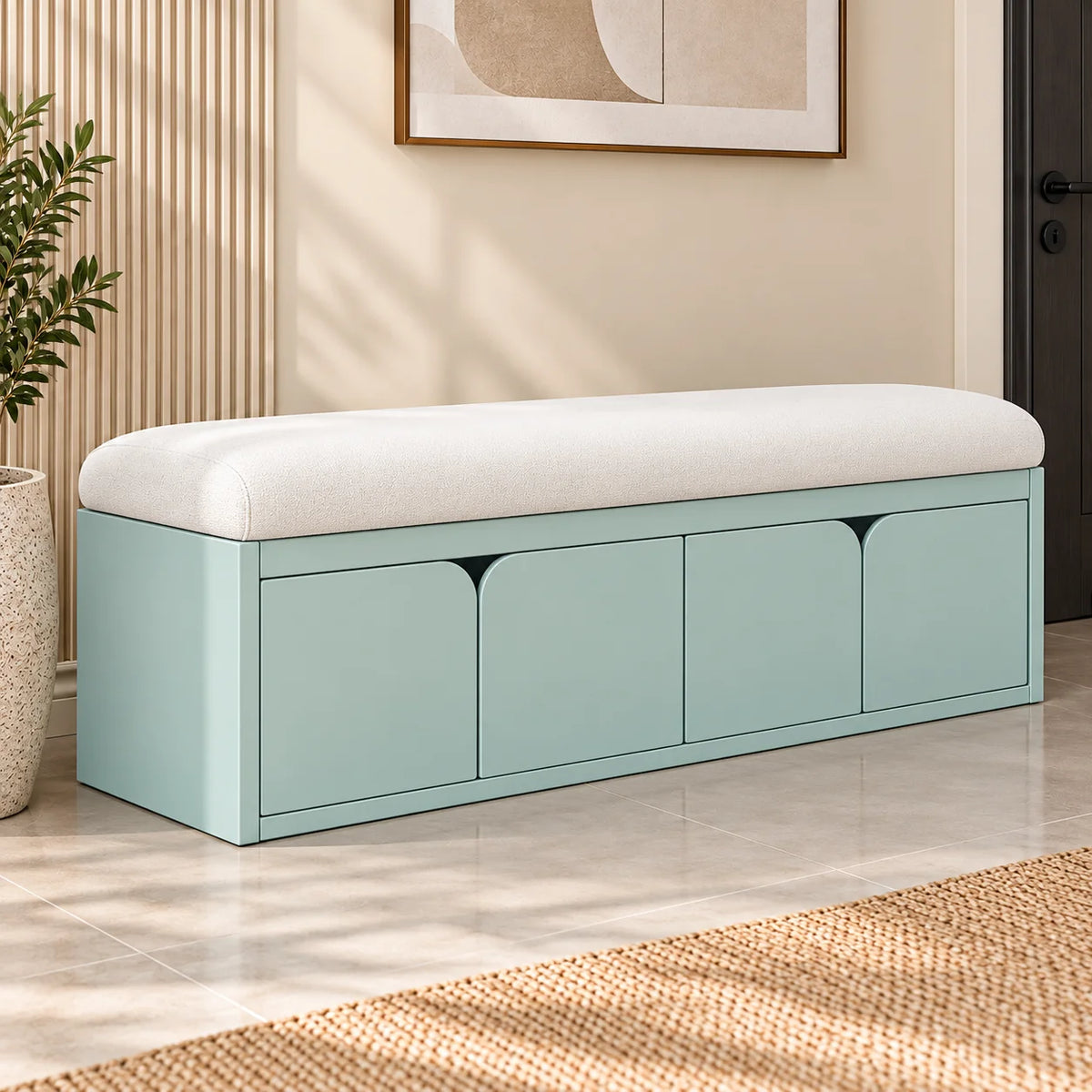 Varello Solid Wood 4-Door Shoe Storage Bench