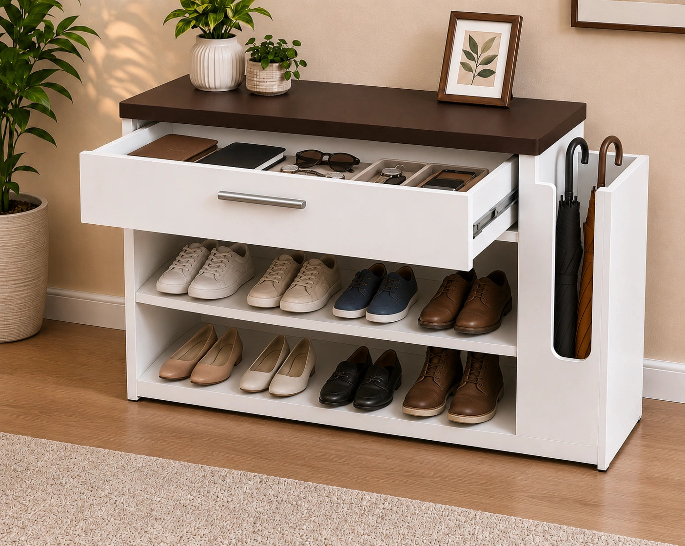 Prestige Solid Wood Shoe Rack Cabinet