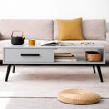LuxeCraft Solid Wood Coffee Table with Drawer & Open Shelf