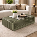 Horizon Solid Wood Coffee Table with Glass Top for Living Room