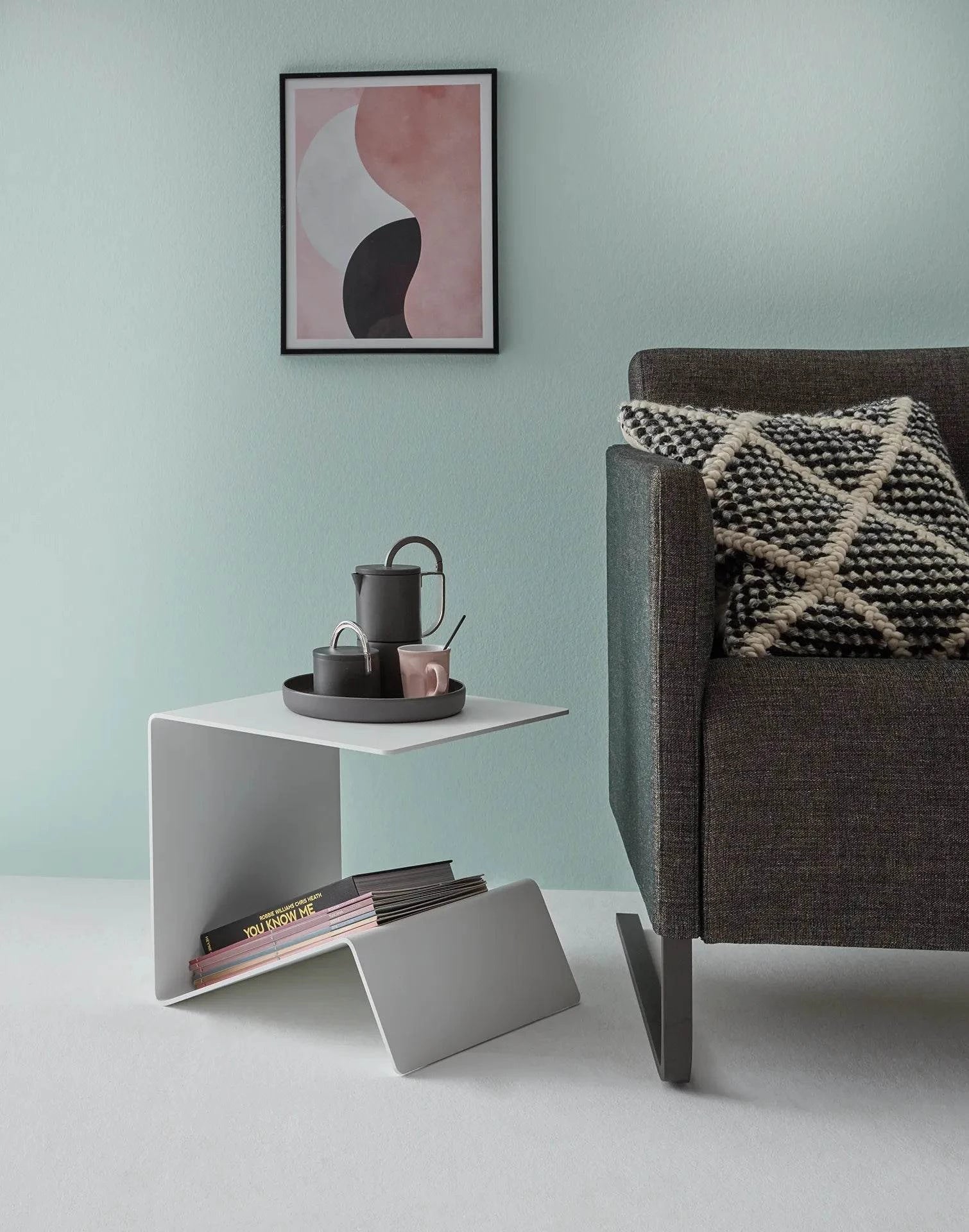 C-Shaped Magazine Rack & End Table