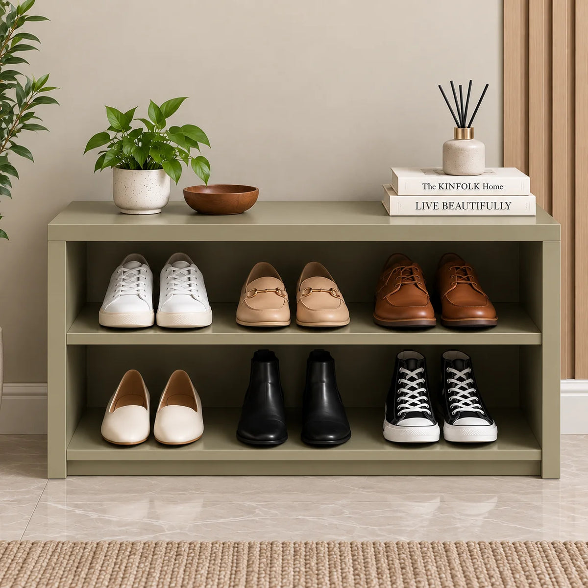 Lunavio Solid Wood 2-Tier Shoe Storage Rack