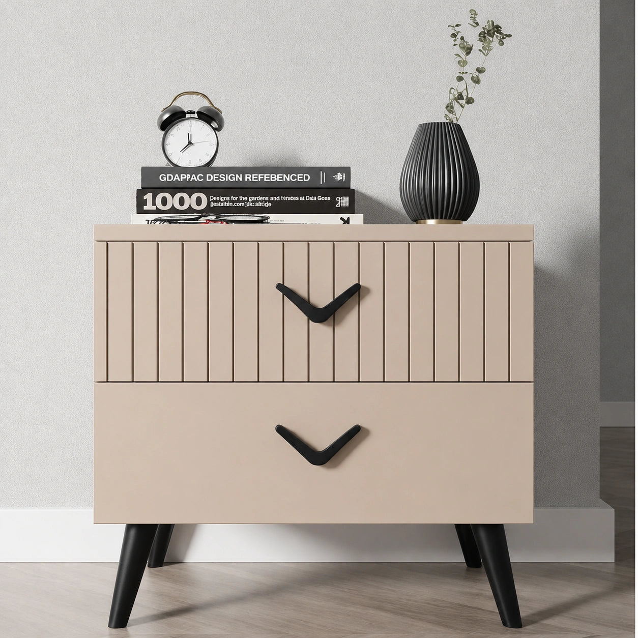 Aurelia 2 Drawer Solid Wood Bedside Table with Storage