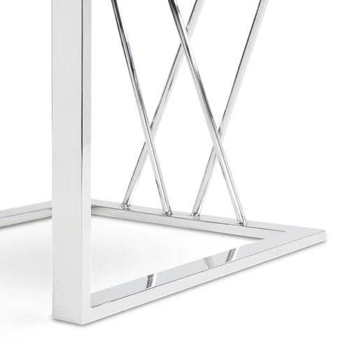 Luxury White PU Leather Dining Chair with Chrome Metal Base
