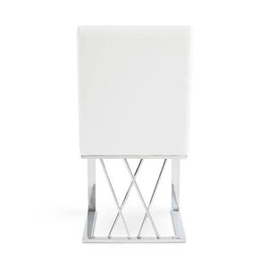 Luxury White PU Leather Dining Chair with Chrome Metal Base