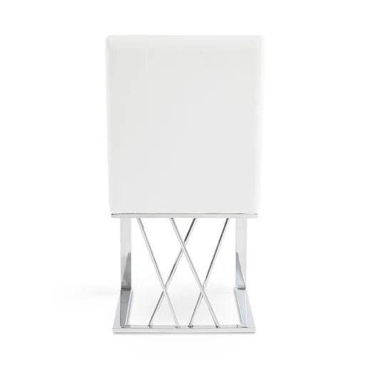 Luxury White PU Leather Dining Chair with Chrome Metal Base