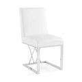 Luxury White PU Leather Dining Chair with Chrome Metal Base