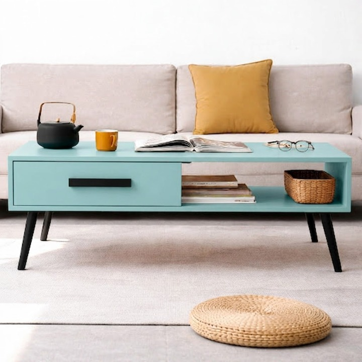 Urban Nest Solid Wood Coffee Table with Drawer & Open Storage