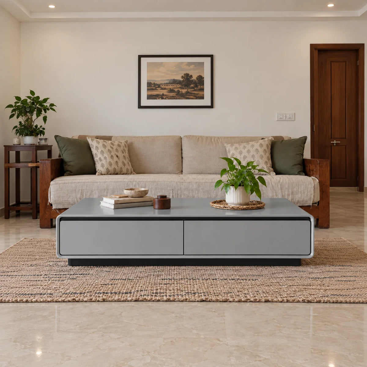 Aster Modern Solid Wood Coffee Table with 2 Drawers