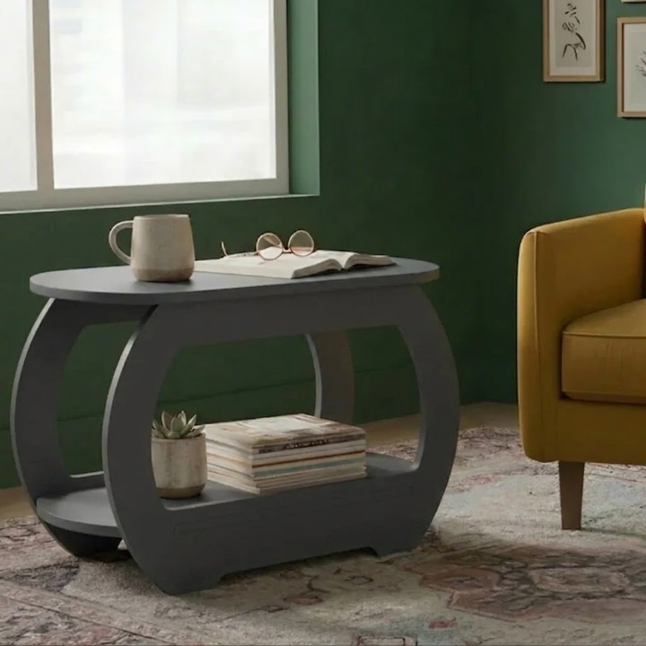 UrbanMajesty Design Solid Wood Side Table with Storage Shelf - Furely