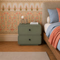 Olive Modern Solid Wood Bedside Table with 2 Drawers