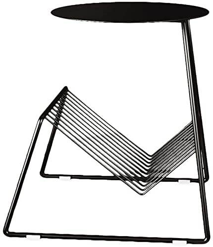 Modern Iron Side Table with Built-in Magazine Rack – Minimalist Bedside or Living Room Table