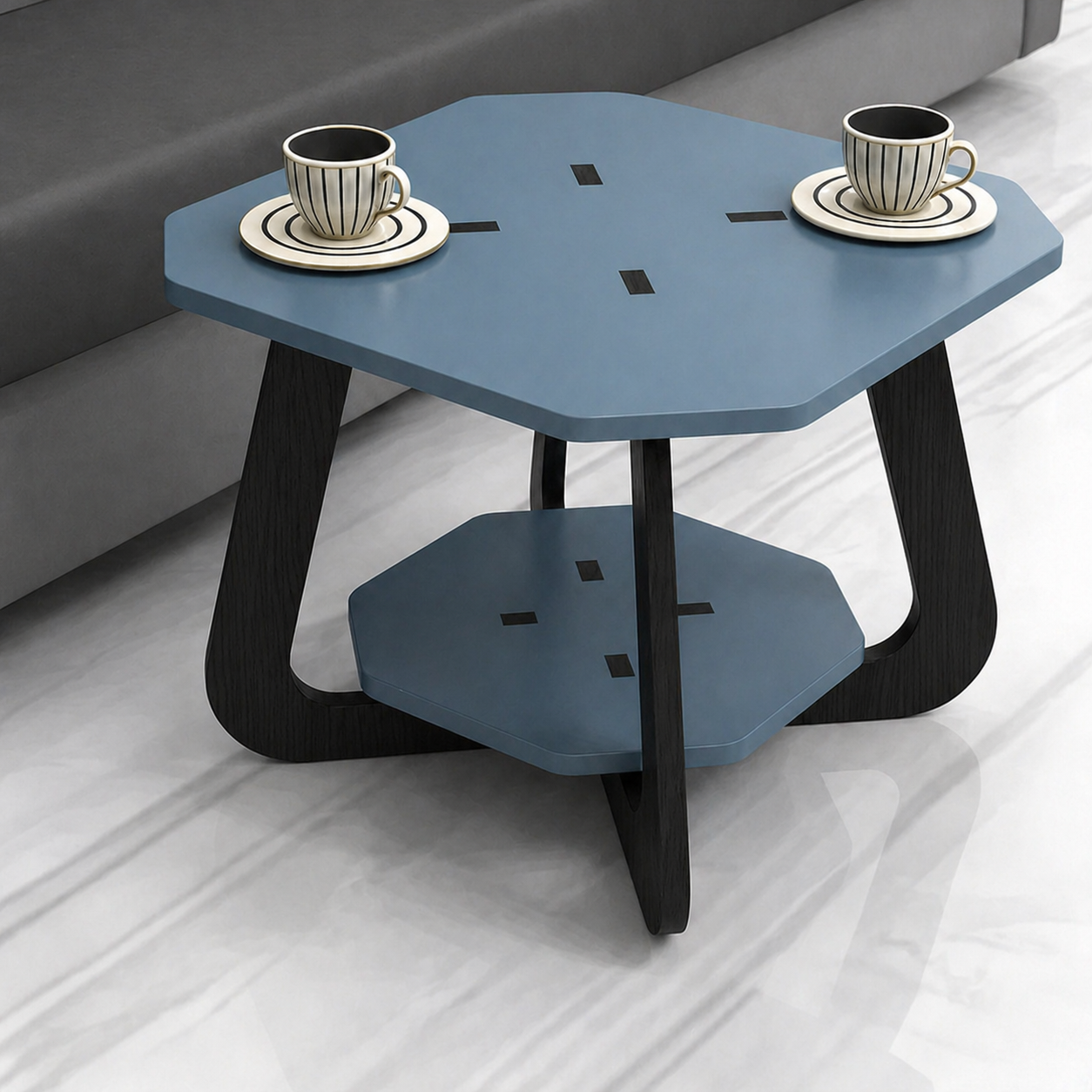 Contemporary 2 Tier Solid Wood Center Table