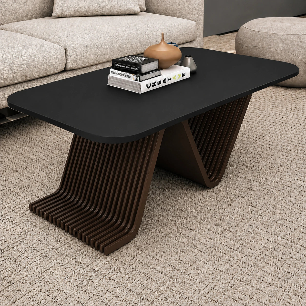 MajesticFrame Solid Wood Coffee Table for Living Room - Furely
