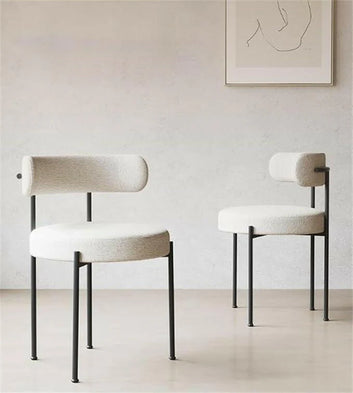 Modern Dining Chairs – Bouclé Fabric, Black Metal Legs, Contemporary Style – Furely