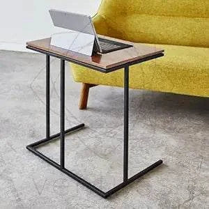 Industrial C-Shaped Laptop Table – Customizable Metal Frame Side Table for Sofa & Bed