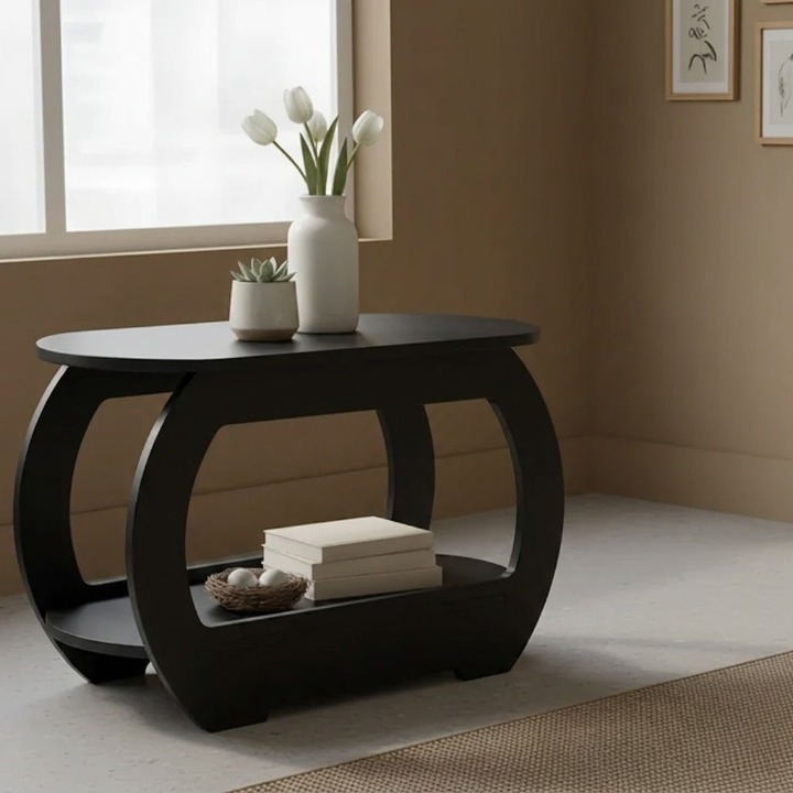 UrbanMajesty Design Solid Wood Side Table with Storage Shelf - Furely