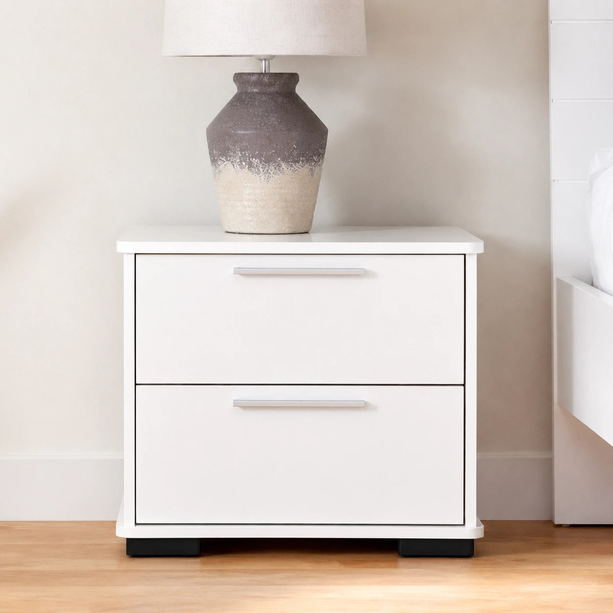 VelvetCraft Solid Wood 2 Drawer Bedside Table - Furely