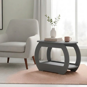 UrbanMajesty Design Solid Wood Side Table with Storage Shelf - Furely