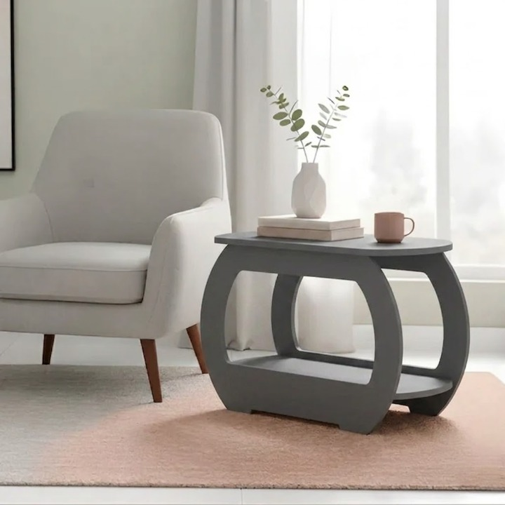UrbanMajesty Design Solid Wood Side Table with Storage Shelf - Furely