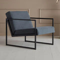Modern Grey Lounge Chair – Cushioned Seat with Metal Armrests – Furely