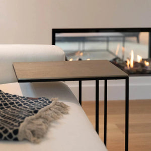 Modern C-Shaped Sofa Side Table – Minimal Steel Frame Snack Table