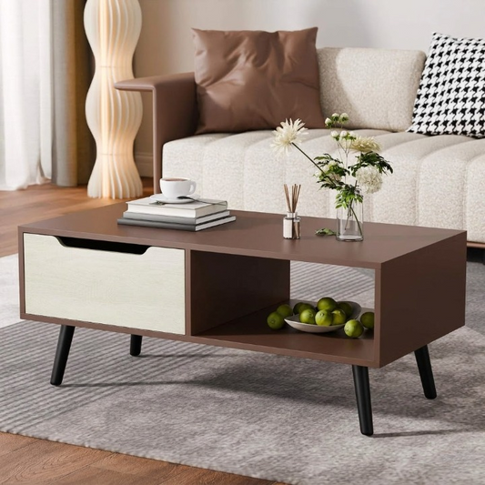 Compact Solid Wood Coffee Table for Living Room