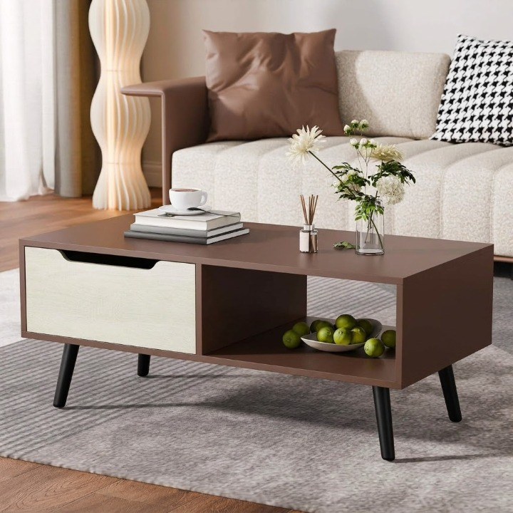 Compact Solid Wood Coffee Table for Living Room