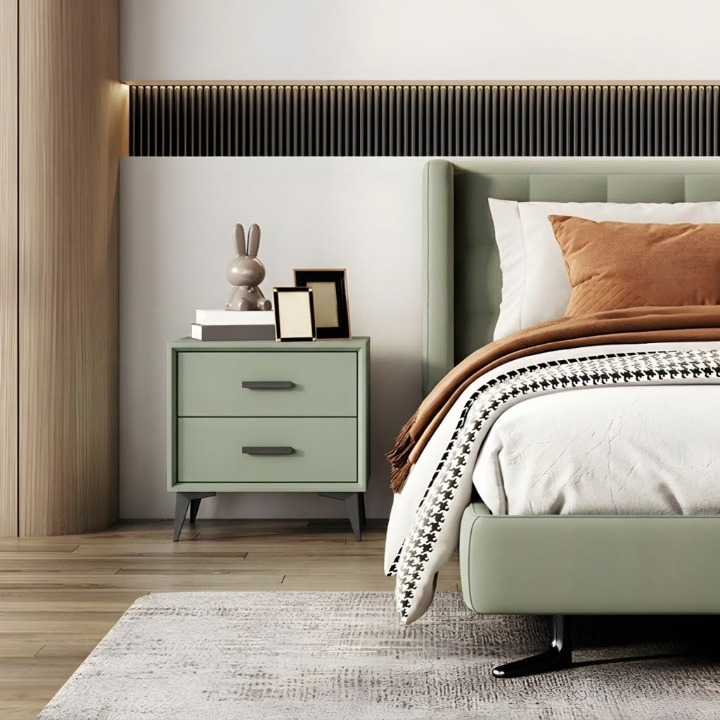 Walnut Luxe Bedside Solid Wood Cabinet with Drawers
