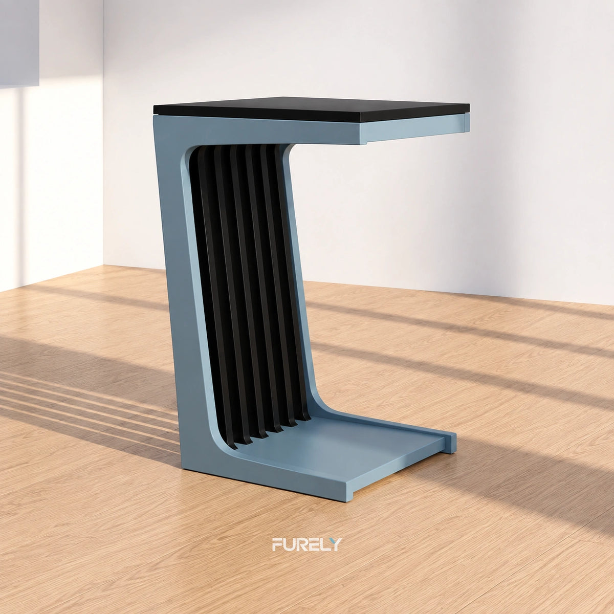 OpalAura Design C Shaped Solid Wood Side Table - Furely
