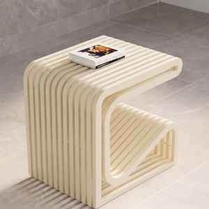 RegalNest C-Shaped Solid Wood Side Table - Furely