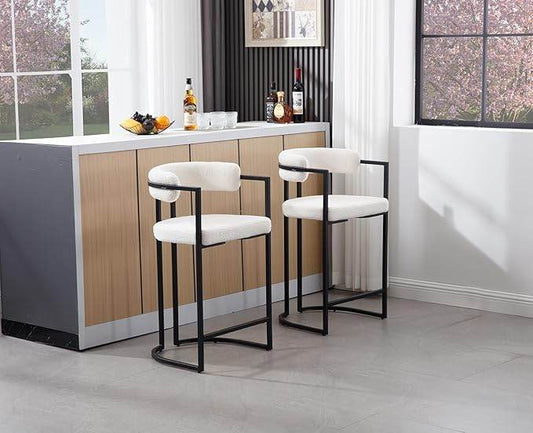 Modern Bar Chairs with Cushioned Seat – Set of 2