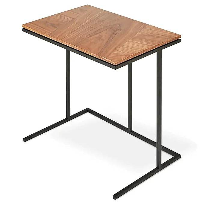 Industrial C-Shaped Laptop Table – Customizable Metal Frame Side Table for Sofa & Bed