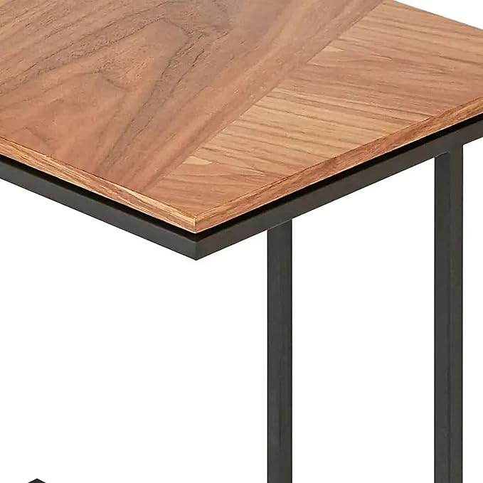 Industrial C-Shaped Laptop Table – Customizable Metal Frame Side Table for Sofa & Bed