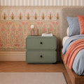 Olive Modern Solid Wood Bedside Table with 2 Drawers