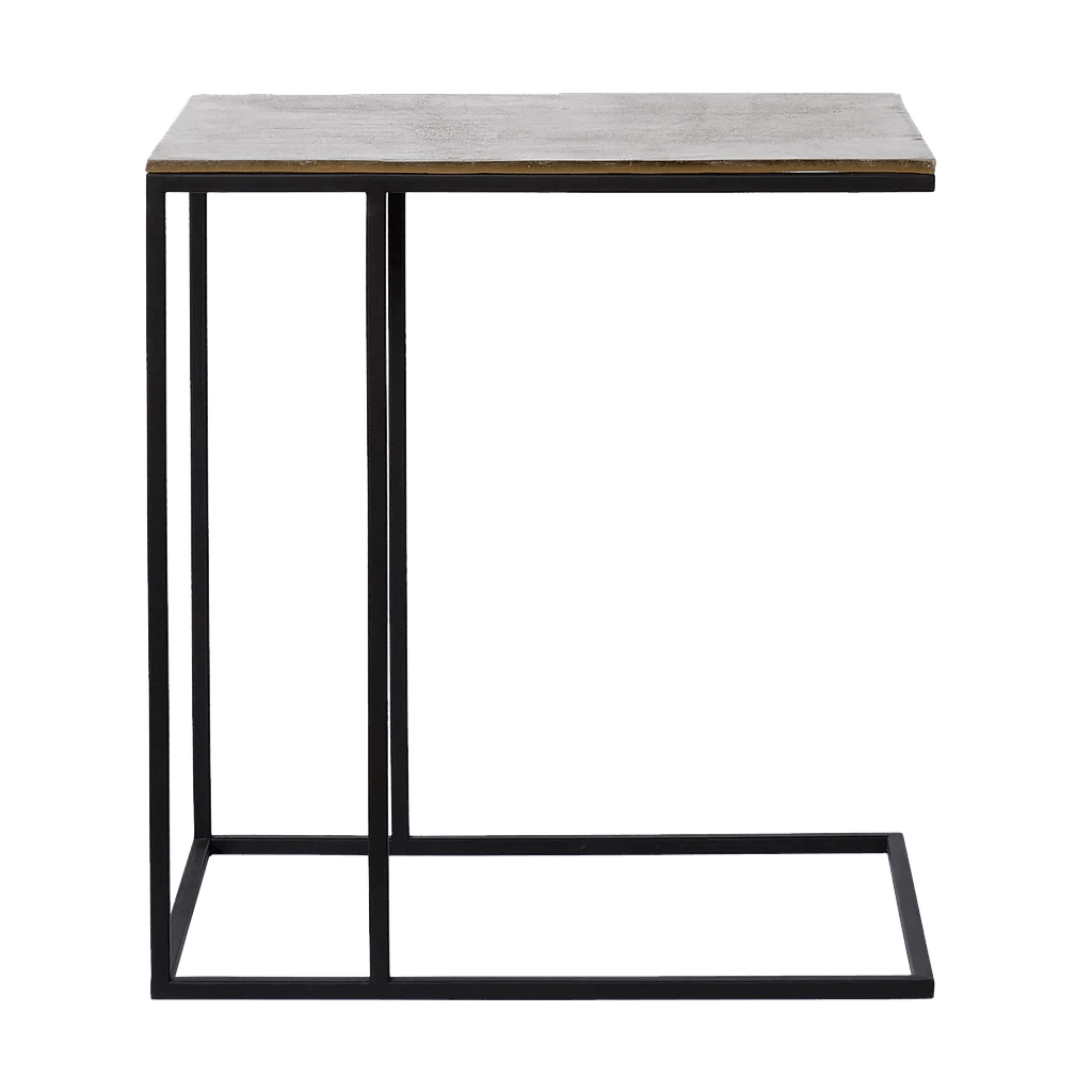 Modern C-Shaped Sofa Side Table – Minimal Steel Frame Snack Table