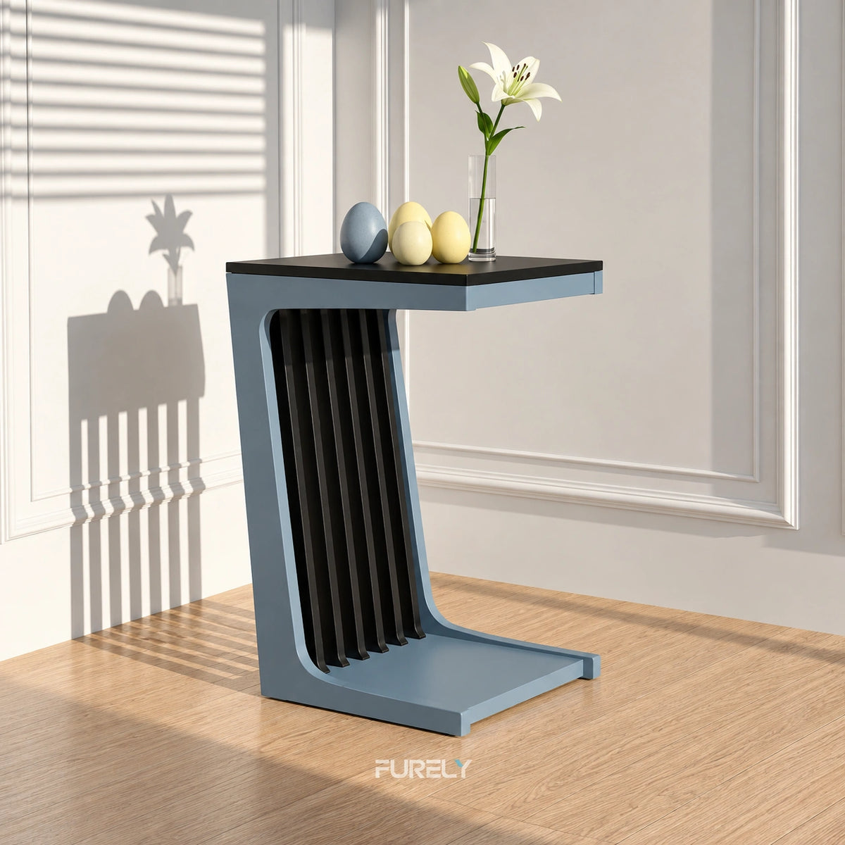 OpalAura Design C Shaped Solid Wood Side Table - Furely
