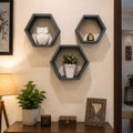 Solid Wood Hexagon Wall Shelf Set