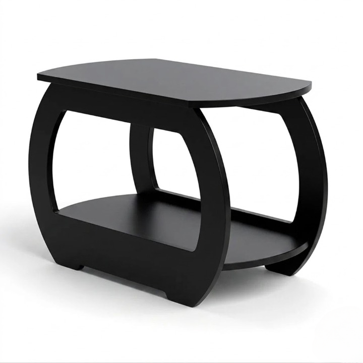 UrbanMajesty Design Solid Wood Side Table with Storage Shelf - Furely