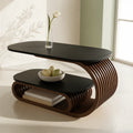 Oval Solid Wood Coffee Table with Storage – furely