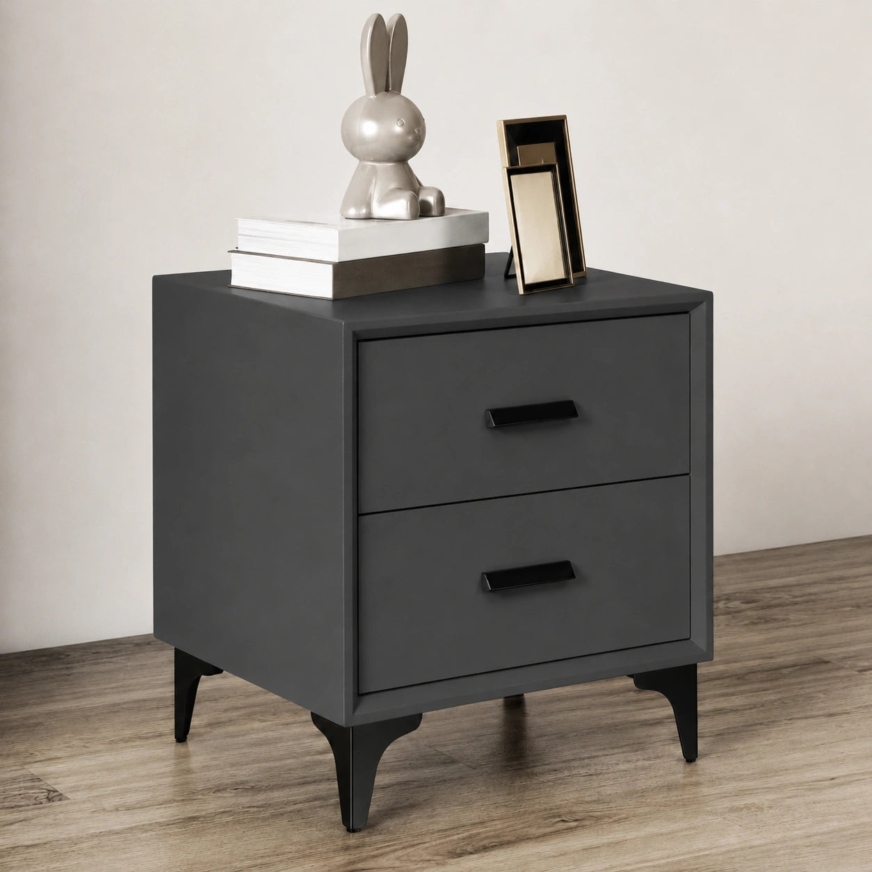 Zenith Nightstand Solid Wood Side Tabel with Storage