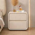 Aura Curved Solid Wood Bedside Table with 2 Drawers